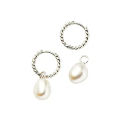 New MISSOMA Pearl Twisted Small Drop Hoop Earrings