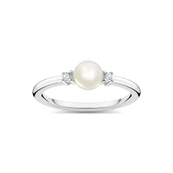 Pearl With White Stones Ring
