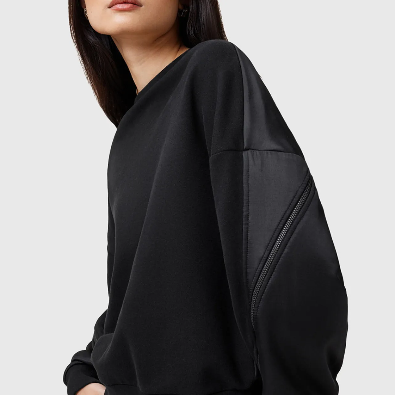 Clearance ALLSAINTS Peggy Hybrid Zip Sweatshirt