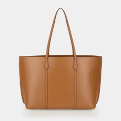 Perry Triple-Compartment Leather Tote Bag
