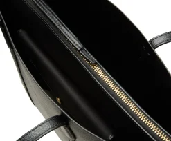 Perry Triple-Compartment Leather Tote Bag