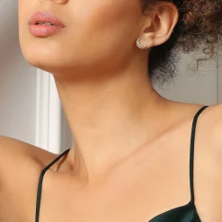 Fashion NEWBRIDGE SILVERWARE Petite Circular Earrings with Clear Stones