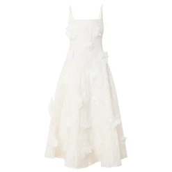 Petunia Flower Appliqué Flared Dress