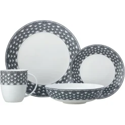 Online MAXWELL & WILLIAMS 16-Piece Harlequin Coupe Black Edged Dinner Set