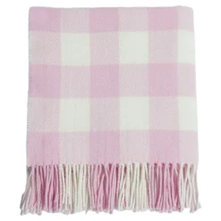 Pink Check Lambswool Baby Blanket