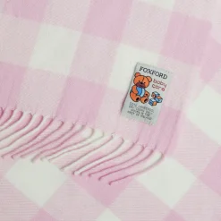 Pink Check Lambswool Baby Blanket