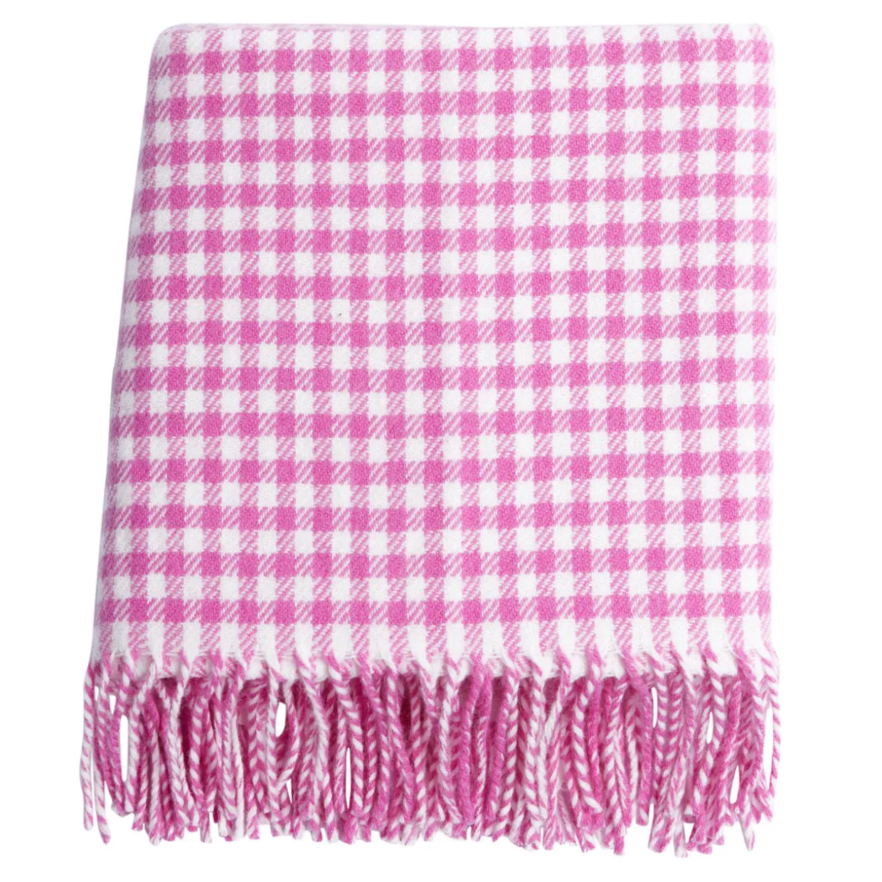 Pink Gingham Lambswool Baby Blanket