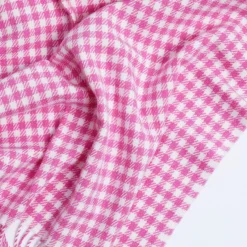 Pink Gingham Lambswool Baby Blanket