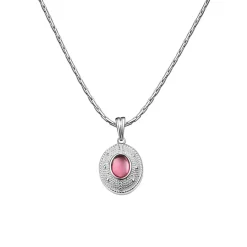 Best NEWBRIDGE SILVERWARE Pink Stone Pendant Necklace