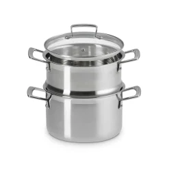 Discount LE CREUSET 3-ply Stainless Steel Casserole Dish with Steamer and Lid 20cm