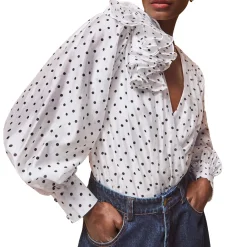 Discount RO&ZO Polka Dot Frill Detail Bodysuit