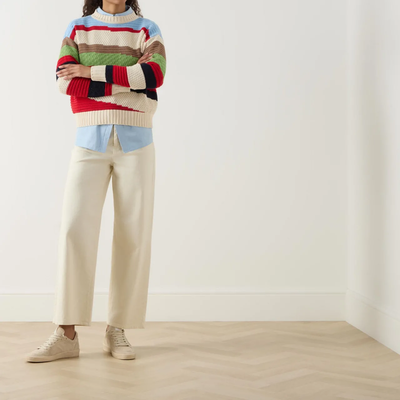 Fashion WEEKEND MAX MARA Polo Asymmetric Stripe Sweater