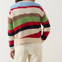 Fashion WEEKEND MAX MARA Polo Asymmetric Stripe Sweater