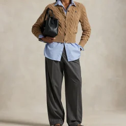 Polo Player Logo Cable Knit Cardigan