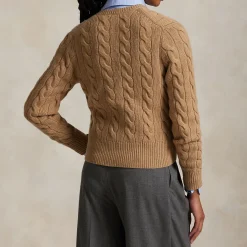 Polo Player Logo Cable Knit Cardigan