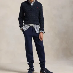 Polo Player Logo Half-Zip Cable Knit Sweater 6-14 Years