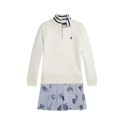 Discount POLO RALPH LAUREN Polo Player Logo Half-Zip Dress 6-12 Years