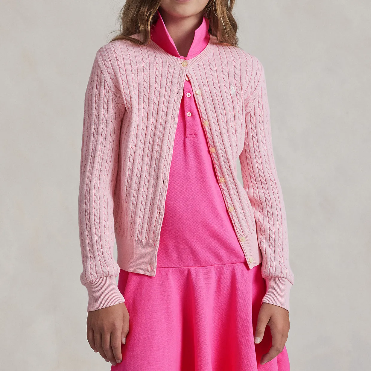 Polo Player Mini-Cable Cardigan 6-12 Years