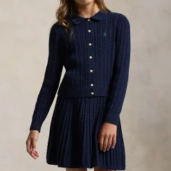 Polo Pony Logo Cardigan & Skirt Two-Piece Set 6-12 Years