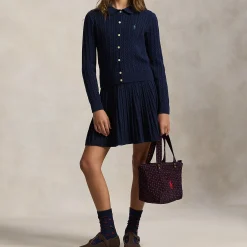 New POLO RALPH LAUREN Polo Pony Logo Cardigan & Skirt Two-Piece Set 6-12 Years