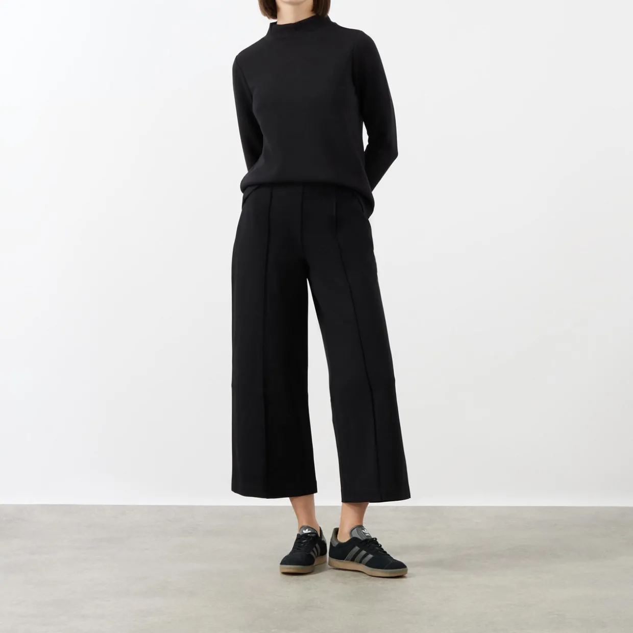 Ponte Cropped Wide Leg Pant