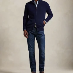 Pony Logo Zip-Up Wool Sweater