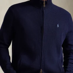 Pony Logo Zip-Up Wool Sweater