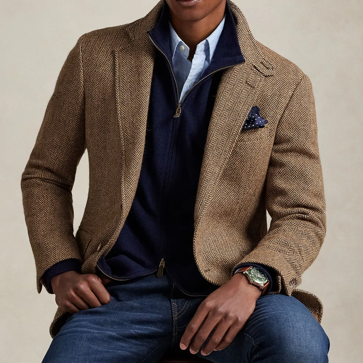 Pony Logo Zip-Up Wool Sweater