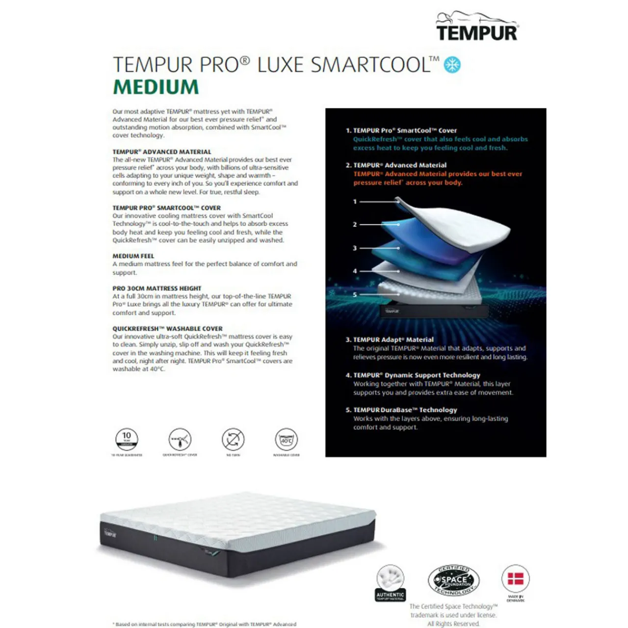 Best TEMPUR Pro Luxe Smartcool Mattress 4.6ft - Double