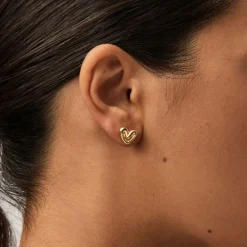 Puffy Heart 18kt Gold Vermeil Earrings