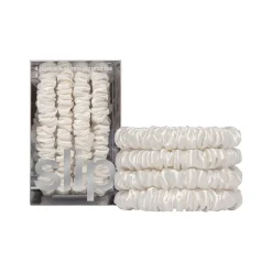 Pure Silk Skinny Scrunchies - White