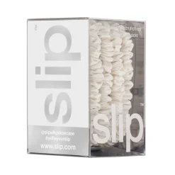 Pure Silk Skinny Scrunchies - White