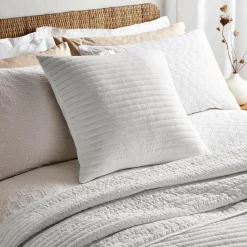 Quilted Lines Cushion White