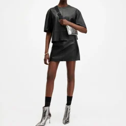 Discount ALLSAINTS Renai Leather Mini Skirt