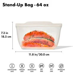 Reusable Silicone Stand-Up Half Gallon Bag 64oz
