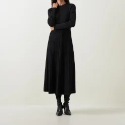 Ribbed Knit Flared Dress