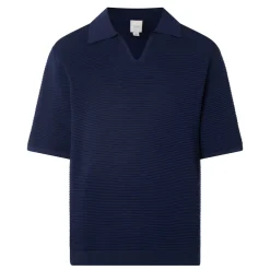 Ribbed Knit Polo Shirt