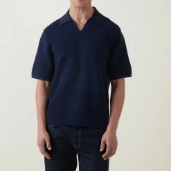 Ribbed Knit Polo Shirt