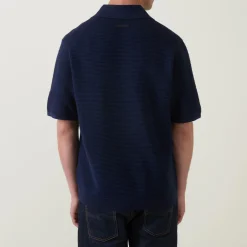 Ribbed Knit Polo Shirt