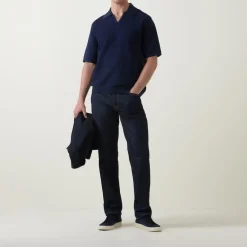 Ribbed Knit Polo Shirt