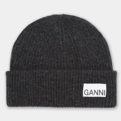 Outlet GANNI Ribbed-Knit Lightweight Beanie Hat