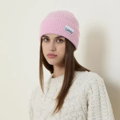Sale GANNI Ribbed-Knit Lightweight Beanie Hat