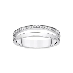 Fashion THOMAS SABO Ring Double White Stones Silver