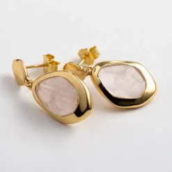 Outlet JUVI DESIGNS Rose Quartz Large Stepping Stone Earrings