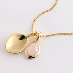 Rose Quartz Pebble Charms Necklace