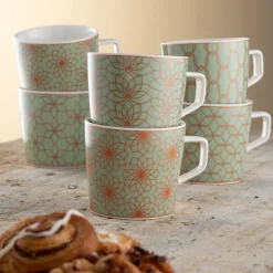 Fashion AYNSLEY Sage & Copper Deco Mugs Set of Six
