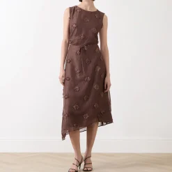 Saportofino Fringed Flower Asymmetric Dress