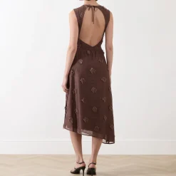 Saportofino Fringed Flower Asymmetric Dress