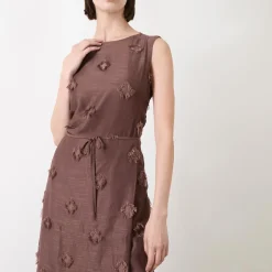 Saportofino Fringed Flower Asymmetric Dress