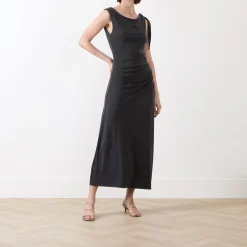 Sasus Shoulder-Tie Draped Dress